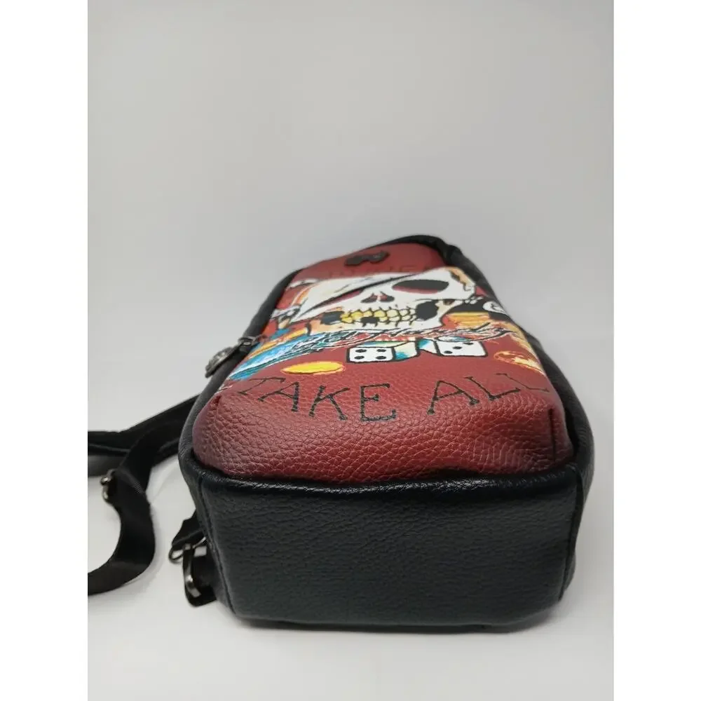 Ed Hardy Black Eagle Skull Sling Bag Crossbody Backpack Y2K Steetwear Tatoo Art